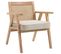 Fauteuil Lounge Cannage Avec Coussin Beige