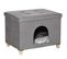 Niche Chat Maison De Chat Sur Pied Repose-pied 2 En 1 Gris