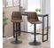 Lot De 2 Tabourets De Bar Vintage Revêtement Synthétique Marron