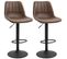 Lot De 2 Tabourets De Bar Vintage Revêtement Synthétique Marron