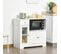 Meuble Micro-ondes Pour Cuisine - Tiroir, 3 Portes, Niche - Blanc