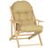 Fauteuil De Jardin Pliable Bois Avec Coussin Capitonné Beige