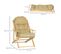 Fauteuil De Jardin Pliable Bois Avec Coussin Capitonné Beige