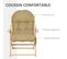 Fauteuil De Jardin Pliable Bois Avec Coussin Capitonné Beige