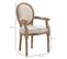 Chaise Médaillon Style Louis Xvi Bois Patiné Sculpté Tissu Beige