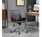 Chaise De Bureau Manager Design Vintage Bois Pu Tissu Noir