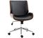 Chaise De Bureau Manager Design Vintage Bois Pu Tissu Noir