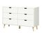 Commode 6 Tiroirs Design Scandinave Bois Pin Panneaux Blanc