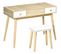 Coiffeuse Avec Tabouret Style Scandinave Aspect Chêne Clair Blanc