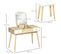 Coiffeuse Avec Tabouret Style Scandinave Aspect Chêne Clair Blanc