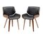 Lot De 2 Chaises Design Vintage Bois Aspect Noyer Pu Tissu