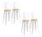 Lot De 4 Tabourets De Bar Industriel Acier Blanc Bois D'orme