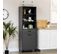 Buffet Haut Design Industriel Gris Aspect Chêne Clair