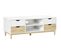 Meuble TV Style Scandinave 4 Tiroirs 2 Niches Blanc Chêne Clair