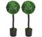 Lot De 2 Buis Artificiels Topiaires Boules Avec Pots