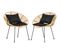 Lot De 2 Chaises De Jardin Style Colonial Avec Coussins Aspect Rotin