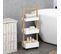 Desserte 3 Compartiments Mdf Blanc Structure Bambou Verni