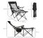 Chaise De Camping Pliable Réglable - Repose-pied, Sac Transport - Noir