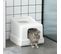 Maison De Toilette Chat 2 Portes Pelle, Bac Amovible Blanc