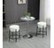 Lot De 2 Tabourets De Bar Design Acier Noir Effet Laine Bouclée Blanc