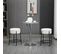 Lot De 2 Tabourets De Bar Design Acier Noir Effet Laine Bouclée Blanc