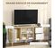 Meuble TV Scandinave Porte 3 Niches 2 Tiroirs Bois Clair Blanc