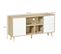 Meuble TV Scandinave Porte 3 Niches 2 Tiroirs Bois Clair Blanc