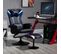 Fauteuil Gamer Inclinable Pivotant Avec Repose-pied Bleu Noir