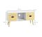 Meuble TV Style Scandinave 4 Tiroirs Niche Bois Pin Blanc Aspect Bois Clair