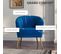 Fauteuil Design Coquillage Piètement Doré Effilé Velours Bleu Roi