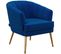 Fauteuil Design Coquillage Piètement Doré Effilé Velours Bleu Roi