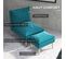 Fauteuil Avec Repose-pied Style Scandinave Velours Turquoise