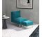 Fauteuil Avec Repose-pied Style Scandinave Velours Turquoise