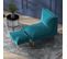 Fauteuil Avec Repose-pied Style Scandinave Velours Turquoise