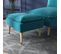 Fauteuil Avec Repose-pied Style Scandinave Velours Turquoise