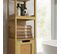 Meuble Colonne Rangement Salle De Bain Mdf Aspect Bois Clair Bambou