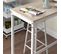 Ensemble table haute et 2 tabourets de bar assortis - Acier Blanc Aspect Bois Blanc