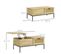 Table Basse Relevable Style Bohème Chic - 2 Tiroirs, Compartiment - Aspect Cannage Rotin Bois Clair