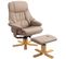 Fauteuil Relax Inclinable Style Contemporain Avec Repose-pied Taupe Clair