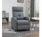 Fauteuil De Relaxation Dossier Repose-pied Ajustable Tissu Gris