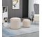 Lot De 2 Poufs Coffres Velours Cotelé - Ø 40 Et 30 Cm - Tissu Crème