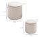 Lot De 2 Poufs Coffres Velours Cotelé - Ø 40 Et 30 Cm - Tissu Crème