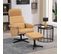 Fauteuil Relax Inclinable Style Contemporain Avec Repose-pied Camel