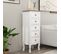 Chiffonnier 5 Tiroirs Design Néo-rétro Mdf Bois Blanc