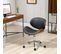 Chaise De Bureau Manager Design Vintage Bois Acier Pu Noir