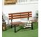 Banc De Jardin 2 Places Style Rural Chic Fonte Alu Noir Bois Lasuré