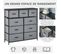 Rangement Commode 9 Tiroirs Plateau Acier Mdf Noir Non Tissé Gris