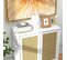 Buffet 2 Portes Étagère Style Bohème Cannage Rotin Mdf Blanc