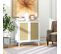 Buffet 2 Portes Étagère Style Bohème Cannage Rotin Mdf Blanc