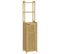 Meuble Colonne Salle De Bain Style Naturel Porte Niche 4 Étagères Bambou